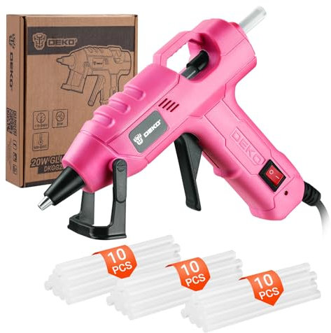 DEKO Pistola Silicona Caliente, 20W Mini Pistola Silicona Manualidades, Pistola Pegamento Caliente con 30 PCS Barras de Pegamento, para DIY, Arte, Oficina, Escuela, Empaques, Reparaciones, Hogar