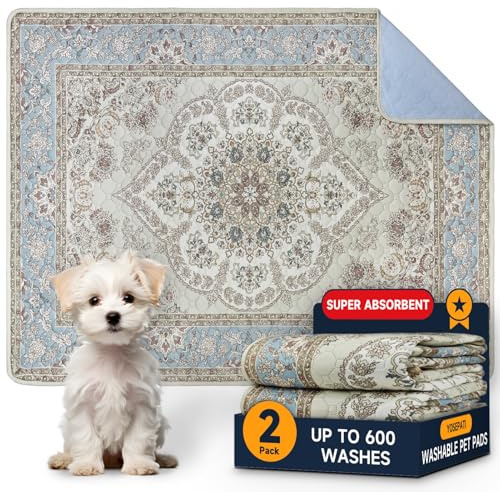 Tappetini lavabili per cani, confezione da 2, tappetini per cuccioli con feromoni, 2026 Tappetino per cuccioli aggiornato 60 x 45 cm super assorbenti impermeabili per l'addestramento degli