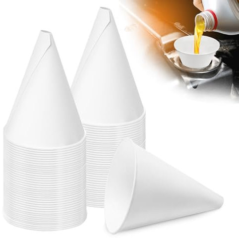 NLONLL 50 Pièces Entonnoir Vidange d'Huile Jetable Entonnoir à Huile Moteur Entonnoirs en Papier pour Cône d'Huile Moteur Anti-Déversement pour Voiture, Bouteilles d'Huile, Réservoir d'Huile Moteur