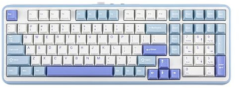 EPOMAKER TH99 Tri-Mode Wireless Mechanical Keyboard with 8000mAh Battery, Hot Swappable Custom RGB Gaming Keyboard with Numpad, Gasket Creamy for PC/Mac/Office (Blue&White, Creamy Jade)