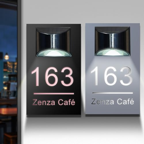 Plaque Numéro de Maison Solaire Personnalisée avec Éclairage LED – Panneau d’Adresse Moderne, Étanche et Lumineux pour Extérieur, Mur, Portail, Jardin ou Allée