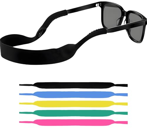 5 stycken glasögonband flytbara, sportglasögonband av neopren, halkfria glasögonband för ett säkert grepp i dina solglasögon när du surfar, seglar och simmar, Färg 1, Kein