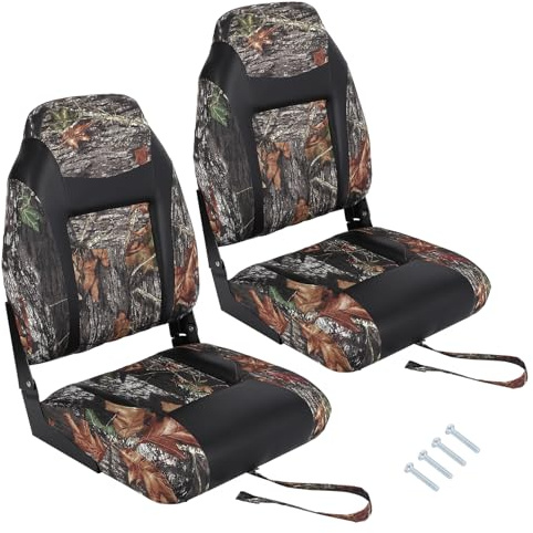 RBFGYIOP Set 2 Sedili Barca Pieghevoli Schienale Alto - Imbottitura Spessa Ergonomici - Telaio Resistente Impermeabili - Ideali per Pesca e Motore - Comfort e Supporto Schiena - Colore: Coppia