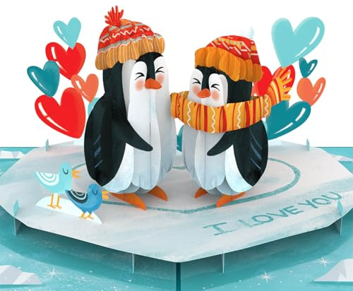 papercrush Tarjeta de Navidad desplegable con diseño de pingüino, romántica tarjeta de amor en 3D para mujer (novia, esposa, prometida), tarjeta de Navidad para tu persona favorita o pareja (marido