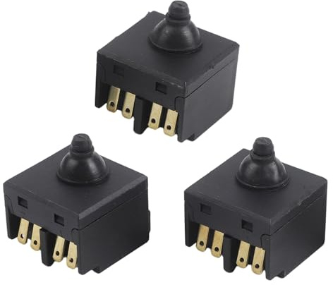 Serenophile Confezione da 3 interruttori a pulsante di ricambio per smerigliatrice angolare GWS6-100, accessori in plastica e metallo, colore nero