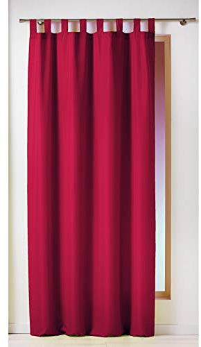 Douceur D'Intérieur - 1600520, Tenda Con Passanti , 140 X 260 Cm , Essentiel , Poliestere Unito , Rosso