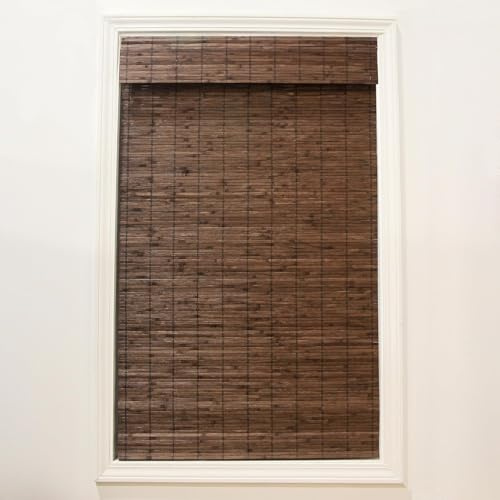 Radiance Cordless Bamboo Roman Shades for Windows - Flatstick Bamboo Blinds for Semi-Private Light Control - Easy to Lift & Fold Up Window Shades - Cocoa - 34 in. W x 64 in. L - (2216310E)