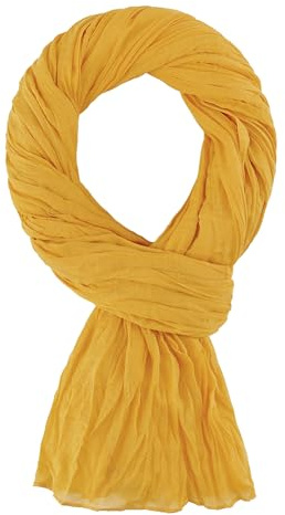 ALLEE DU FOULARD Bufanda Fular Pañuelo Estola Chal 100% Algodón – Amarillo Mostaza - Tamaño 200 X 110 CM – Mujer y Hombre - Cómodo y Ligero