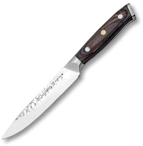 3 Claveles Cuchillo de cocina profesional Kimura cuchillo cocina muy ligero menaje de cocina muy resistente, Plata y Negro, de 13 cm-5 cm de hoja