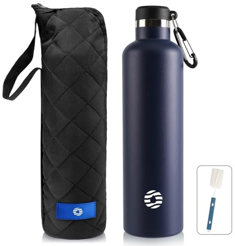 FEIJIAN Borraccia Termica in Acciaio Inox 750ml/1L + Zaino, Facile da pulire, Bottiglia Termica Senza Perdite - Senza BPA Borracce, per Scuola, Sport, Campeggio, Yoga, Palestra