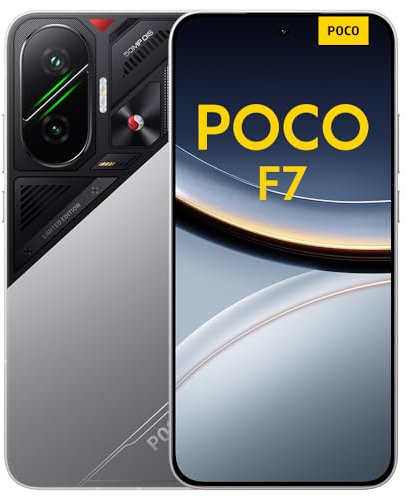 XIAOMI POCO F7 - Smartphone de 12+256GB, Cámara Sony de 50 MP con OIS, Pantalla AMOLED de 6,83'' 1.5K a 120Hz, Snapdragon 8s Gen 4, Hypercharge 90W, Cargador no Incluido, Plata (Versión ES)
