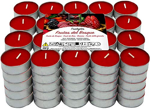 Velas de Té Aromáticas Velas perfumadas - 4 Horas de combustión(Frutos Rojos, 100 Velas)
