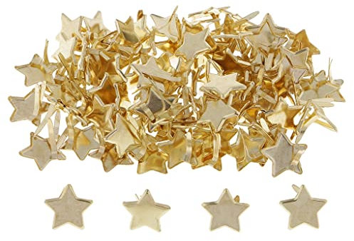 VIXDA 100x Gold Metal Star Head Split Pin Brads Papierbefestigung für Scrapbook 14mm