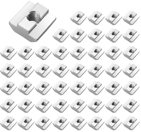 VORXEON 50PCS Nutsteine Set T-Nut M8 Nut 8 4040 Gleitmuttern-T Nutenstein Set TypB Kohlenstoffstahl Für Aluminiumprofil-Extrusionsschlitz
