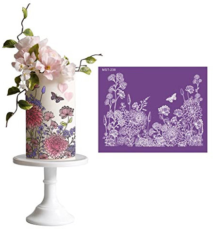 Herbests Torten Schablonen Kuchenschablonen, DIY Buttercreme Schablone Spitze Fondant Kuchen Dekoration Tortendeko Blumenkuchenvorlagen Dekorationsschablonen Backschablonen für Dessert, (HER00130966)