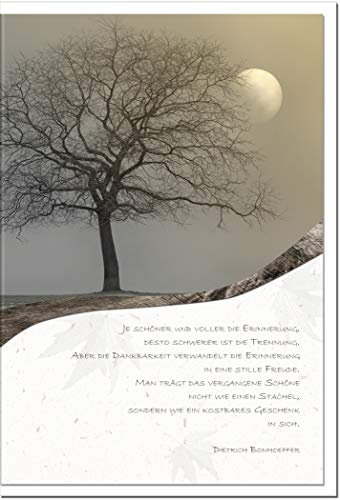 metALUm XXL Trauerkarte ERINNERUNG Baum im Mondlicht Format A4 mit passendem Umschlag…