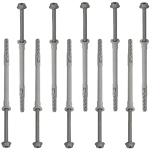 AERZETIX - C67141 - Satz von 10 Dübeln aus kunststoff Ø10x180 mm mit kragen + 10 selbstschneidende schrauben Ø7x190 mm mit kragen und sechskantkopf sternform TX40 - beton, ziegel, bohren, befestigen