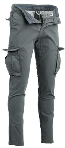 Instinct Pantaloni Cargo Uomo Estivi Slim Fit Tasconati con Tasche Laterali Militari da Lavoro Trekking Outdoor Pantaloni Multitasche Leggeri Traspiranti in Cotone Primavera Estate 46 Grigio K-712