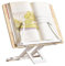 Supporto per libri da lettura, in bambù, per ricettari, per cucina, regolabile, con clip per pagine per spartiti musicali, ricette, riviste, computer portatili (legno originale + bianco)