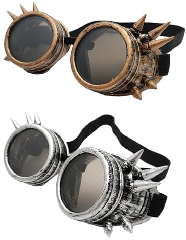 Spldsun 2 Piezas Gafas de Carnaval Caleidoscopio de Halloween, Gafas Steampunk Psicodélicas Ajustables, Gafas Steampunk Victorianas Vintage, Genial para Fiestas Temáticas