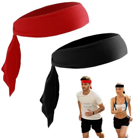 Sports Headbands for Men and Women, 2 Pack Non Slip Running Headband, Soft Breathable Sweat Wicking Head Tie for Gym, Yoga, Cycling, Tennis and Workout