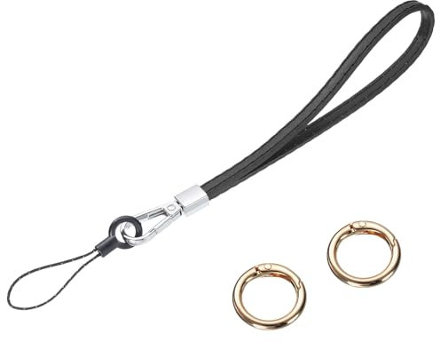QUARKZMAN Cinturino da Polso in Pelle Liscia, Cinghie da Polso Antiscivolo per Borsa a Mano Cellulare Portachiavi Portafoglio (Nero)