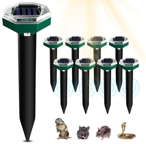 Pavleen répulsifs solaires Anti-Taupes, Répulsif à ultrasons, répulsif à Taupes pour Le Jardin, pour repousser Les campagnols, Les Serpents et Autres rongeurs (Lot de 8)
