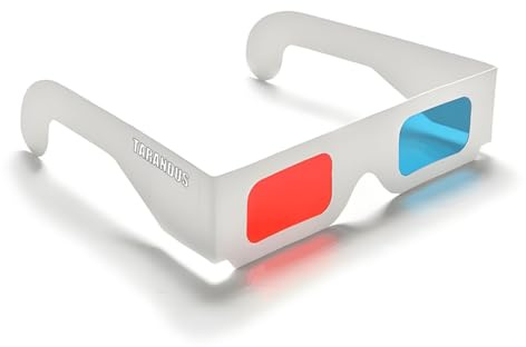 TARANDUS 3D Glasses for Movies Red/Cyan Cardboard 3D Glasses in White Frame Anaglyph Cardboard for Movies - Folded in Protective Sleeve (10Packs)