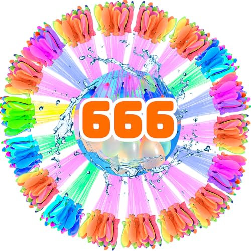 TFSZE 666 stycken självstängande vattenbomber, vattenbomber, återanvändbara vattenballong-set, vattenballonger, biologiskt nedbrytbara, vattenballonger för vattenspel