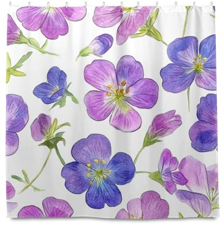 miaozhen Set di tende da doccia impermeabili con gancio, 182 x 182 cm, con ortensie e fiori di bellezza, tessuto in poliestere, lavabile in lavatrice, tenda da doccia per casa colonica, bagno cortinas
