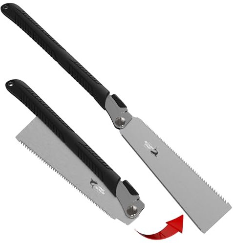 FAMEX Ryoba 5523 Scie japonaise professionnelle 240 mm en acier au carbone, 7-9/17 TPI, fabriquée au Japon – Scie à main pliable pour bricolage et commerce, scie fine pour bois, scie à traction