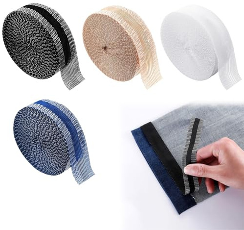JYNXOR 4 Pcs Orlo Senza Cucire, Nastro Per Incollare I Bassi Di Pantaloni, Nastro Termoadesivo Per Orlo, Nastro Orlo Ferro Da 5 m × 2,5 Cm Autoadesivo Lavabile, Per Abbigliamento, Tessuti, Tende