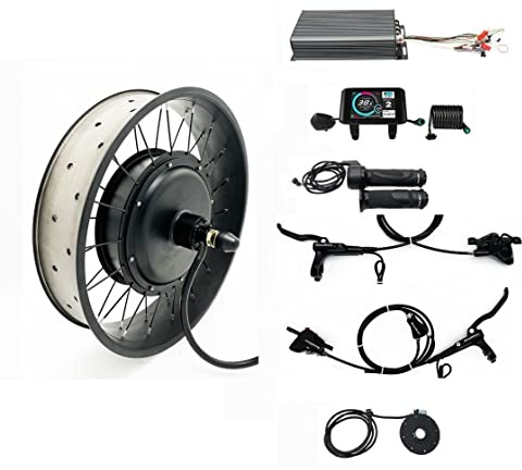 Fat Wheel Ebike Conversion Kit 3000W-5000W for 20/24/26x4.0 Fatbike - 48V 60V 72V Powerful Motor Upgrade to Electric Bike