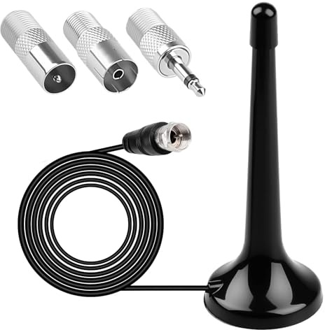 Antena de Radio FM/Dab Interior 75 Ohm con Base Magnética y 3 Adaptadores
