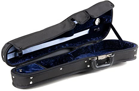 GEWA estuche en forma para violín 1/2 Liuteria Maestro - negro/azul - Núcleo térmico - Suspensión acolchada flotante - Funda de tornillo hidrófuga - Cerradura suiza - Correas tipo mochila
