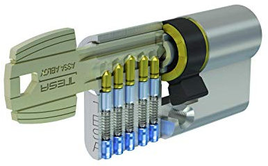 Tesa Assa Abloy, 50303030L, Cilindro De Seguridad Te5, Leva Larga, 30X30Mm, Latonado