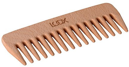 LUQX Holzkamm (Frisierkamm mit grober Zahnung, Lockenkamm/Strähnenkamm, Fingerstyler, Haarkamm, Afrokamm aus Holz) (lang)
