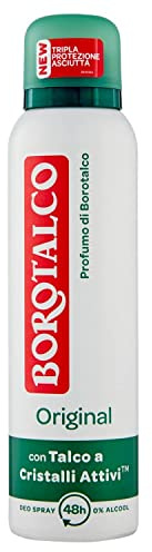 Borotalco, Original Lufterfrischer-Spray mit Microtalkum, schweißabsorbierend, alkoholfrei, trockene und geschützte Haut, Borotalkum-Duft, Deodorant für Männer und Frauen - 150 ml Flasche