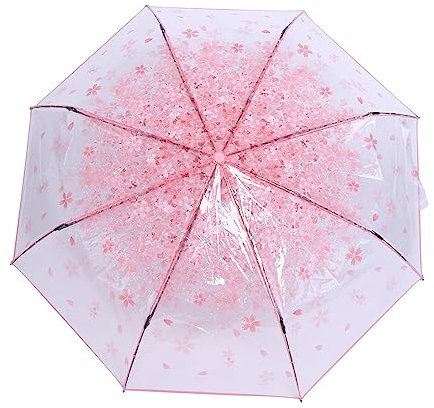 Lazmin Transparenter Taschenschirm, klarer Regenschirm Cherry Blossom Fashionable Girls Rain Umbrella(Rosa)