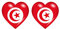 Akachafactory 2X Sticker Aufkleber Flaggen Flagge Fahne Herzen TN tunesien