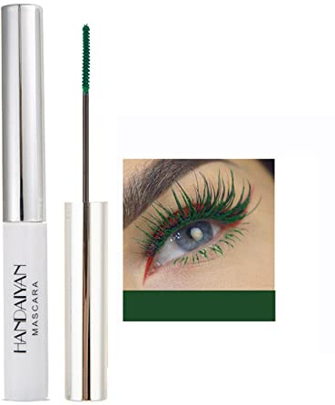 OCHILIMA 4D Mascara farbenfrohe Fasermascara bezaubernde lang anhaltende Mascara, dichte/lange Wimpern wasserfestes und wischfestes Augen-Makeup(Green)