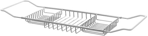 Cabilock Over Bathtub Tray Stainless Steel Bath Basin Racks Bath Tub Table Board Bathtub Shelf Shower Organizer with Extending Sides Removable Wire Bathing Phone Rack