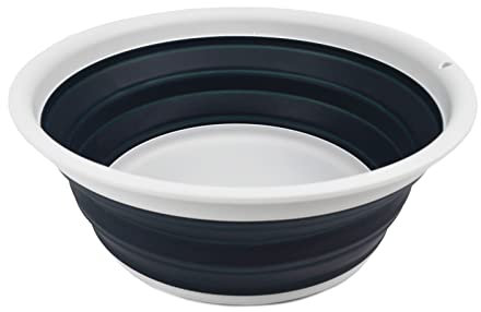 SAMMART Bañera plegable de 7.5 L, bañera plegable, lavabo, lavabo, de plástico que ahorra espacio (gris/gris pizarra, 1)