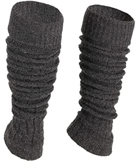 Ateena Lana Calentadores de Piernas Para Mujer, Calentadores de Tobillo de Invierno en Patrón de Trenza, Danza o Ballet, Puños Gruesos para Botas en Talla única, Grafito