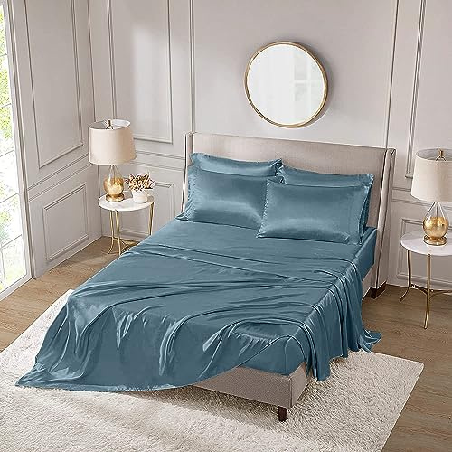 Tencel 1 Flat Sheet Only, Tencel Lyocell Silk Sheets, Premium Hotel Quality Bed Sheet for King Size Bed, King Size Sheets, Cooling Sheets for Hot Sleepers, Bed Sheets: Bahamas Blue