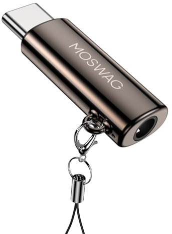 MOSWAG 3,5 mm USB C till Jack-adapter, 3,5 mm Aux hörlursadapter, zinklegering USB C till Aux ljudadapter för Samsung GalaxyS23 S22 S21 Ultra, Pixel 7/6 iPad Pro/Air/Mini