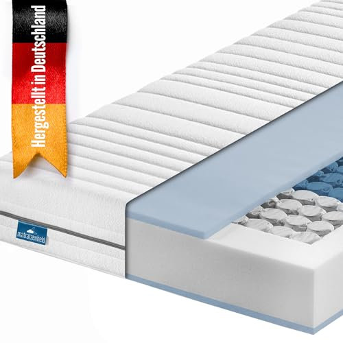 Matratzenheld Relax Matratze | Made in Germany | Ergonomische 7-Zonen Taschenfederkernmatratze | produziert in Deutschland | Härtegrad 3 (H3) 80-100 kg | Höhe 18cm | 100 x 200 cm