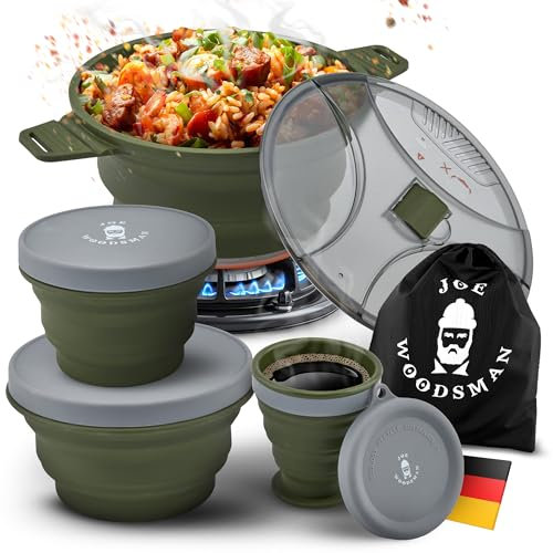 JOE WOODSMAN Faltbares Camping-Kochgeschirr/Kochset – Leicht, platzsparend für Outdoor, Wandern, Backpacking, Trekking & Reisen – Jetzt entdecken!