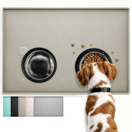 Conlun Tapis de Nourriture pour Chien et Chat de Silicone, Design antidérapant, Bord surélevé pour éviter Que l'eau ou la Nourriture ne se renverse, Passe au Lave-Vaisselle, Facile à Nettoyer