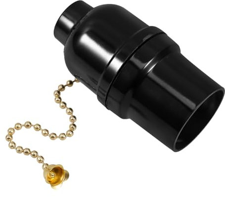 HOMSFOUPortalampada E27 Nero Con Catena a Strappo, Base Per Lampade in Plastica, Accessorio Per Lampade Da Tavolo E Da, Interruttore Manuale Per Diy E Sostituzione Facile
